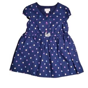 Cat & Jack Lightly Used Blue Mini Babydoll Dress w/ Polka Dots Infant 12 Months